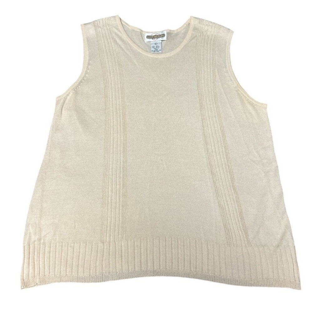 Cambridge Dry Goods Vintage Silk Blend Sleeveless Top Beige Large